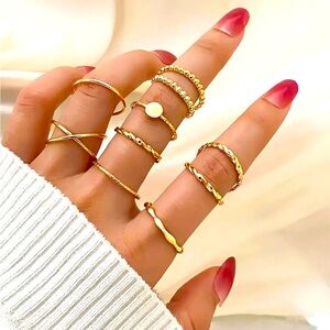 NEW 10pc Geometric Ring Set